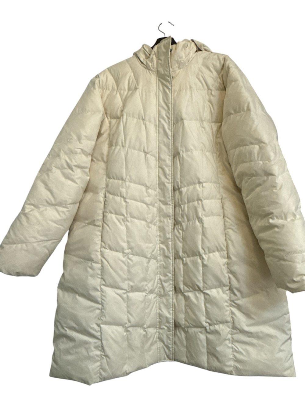 Eddie Bauer Lodge Down Duffle Hooded Long Puffer insulated lightweight ivory XXL